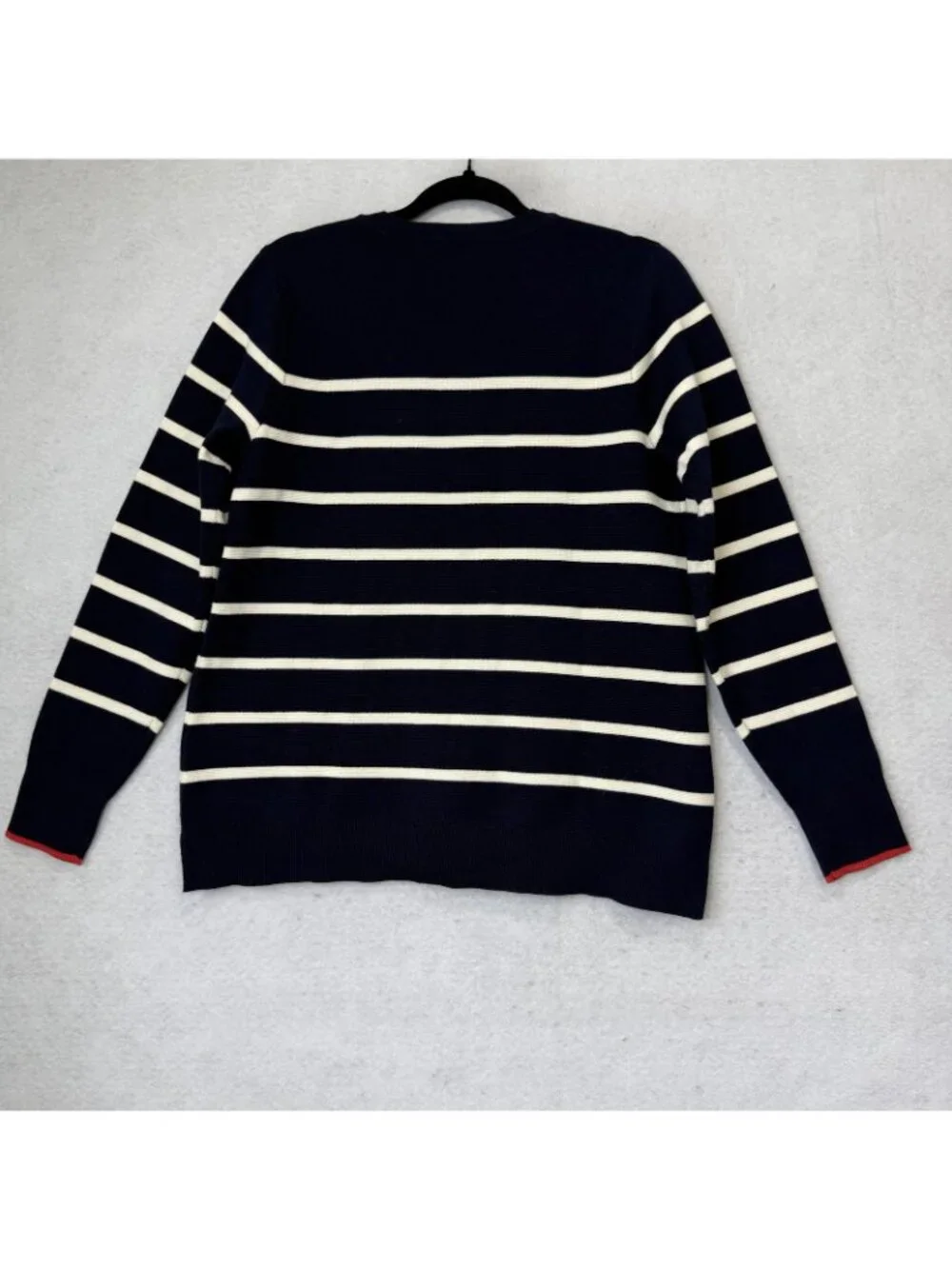 Joules Sweater Womens 8 Blue Stripe Button Shoulder Nautical Knit Pullover